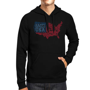 Happy Birthday USA Unisex Black Hoodie Crewneck Pullover Fleece Top - 365INLOVE