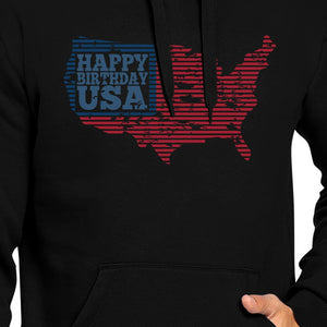 Happy Birthday USA Unisex Black Hoodie Crewneck Pullover Fleece Top - 365INLOVE