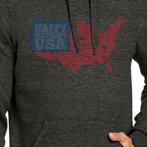 Happy Birthday USA Unisex Dark Gray Hoodie Crewneck Pullover Fleece - 365INLOVE