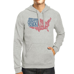 Happy Birthday USA Unisex Grey Hoodie Crewneck Pullover Fleece Top - 365INLOVE