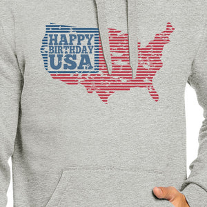 Happy Birthday USA Unisex Grey Hoodie Crewneck Pullover Fleece Top - 365INLOVE