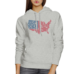 Happy Birthday USA Unisex Grey Hoodie Crewneck Pullover Fleece Top - 365INLOVE