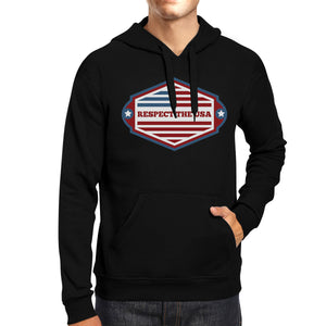 Respect The USA Unisex Black Hoodie Crewneck Pullover Fleece Gifts - 365INLOVE