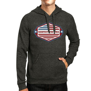 Respect The USA Unisex Dark Gray Hoodie Crewneck Pullover Fleece - 365INLOVE