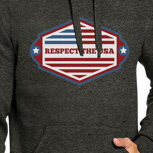 Respect The USA Unisex Dark Gray Hoodie Crewneck Pullover Fleece - 365INLOVE