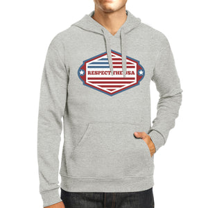 Respect The USA Unisex Gray Hoodie Crewneck Pullover Fleece Gifts - 365INLOVE