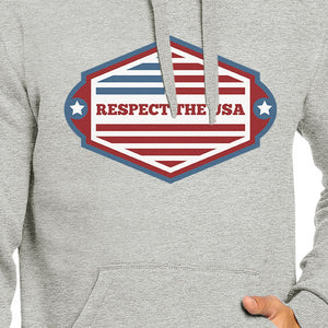 Respect The USA Unisex Gray Hoodie Crewneck Pullover Fleece Gifts - 365INLOVE