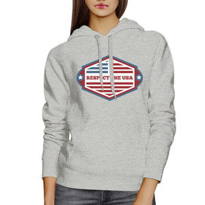 Respect The USA Unisex Gray Hoodie Crewneck Pullover Fleece Gifts - 365INLOVE