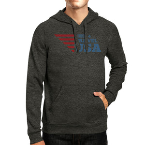 Seek Travel USA Unisex Graphic Hoodie Dark Gray Round Neck Fleece - 365INLOVE