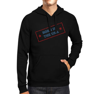 Born In The USA Unisex Graphic Hoodie Black Round Neck Pullover Top - 365INLOVE