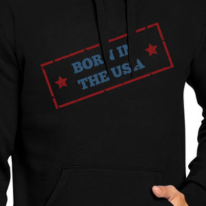 Born In The USA Unisex Graphic Hoodie Black Round Neck Pullover Top - 365INLOVE