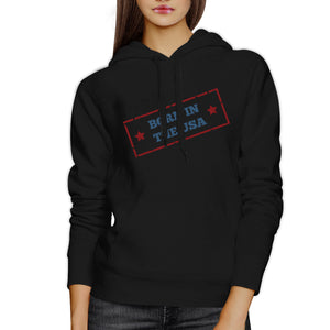 Born In The USA Unisex Graphic Hoodie Black Round Neck Pullover Top - 365INLOVE