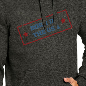 Born In The USA Unisex Graphic Hoodie Dark Gray Round Neck Pullover - 365INLOVE