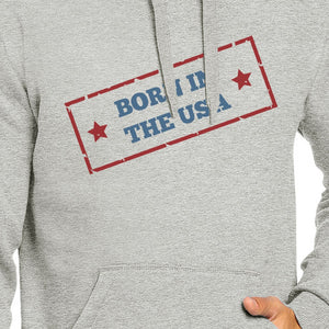 Born In The USA Unisex Graphic Hoodie Gray Round Neck Pullover Top - 365INLOVE