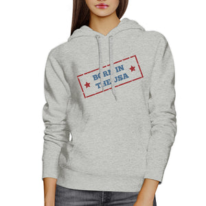 Born In The USA Unisex Graphic Hoodie Gray Round Neck Pullover Top - 365INLOVE