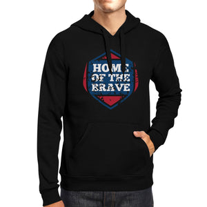 Home Of The Brave Unisex Graphic Hoodie Black Crewneck Pullover Top - 365INLOVE