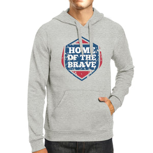 Home Of The Brave Unisex Graphic Hoodie Gray Crewneck Pullover Top - 365INLOVE