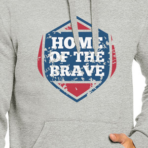 Home Of The Brave Unisex Graphic Hoodie Gray Crewneck Pullover Top - 365INLOVE