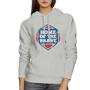 Home Of The Brave Unisex Graphic Hoodie Gray Crewneck Pullover Top - 365INLOVE