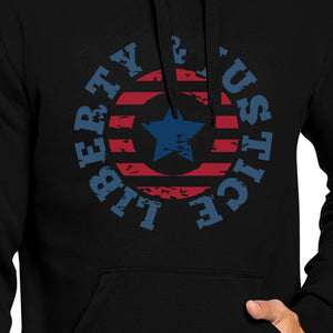 Liberty & Justice Unisex Graphic Hoodie Black Crewneck Pullover Top - 365INLOVE