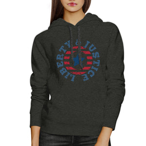 Liberty Justice Unisex Graphic Hoodie Dark Grey Crewneck Pullover - 365INLOVE