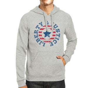 Liberty & Justice Unisex Graphic Hoodie Gift Grey Crewneck Pullover - 365INLOVE