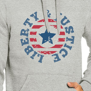 Liberty & Justice Unisex Graphic Hoodie Gift Grey Crewneck Pullover - 365INLOVE