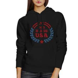 God Bless USA Unisex Graphic Hoodie Black Round Neck Pullover Top - 365INLOVE