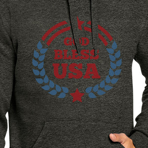 God Bless USA Unisex Graphic Hoodie Dark Grey Round Neck Pullover - 365INLOVE