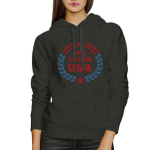 God Bless USA Unisex Graphic Hoodie Dark Grey Round Neck Pullover - 365INLOVE