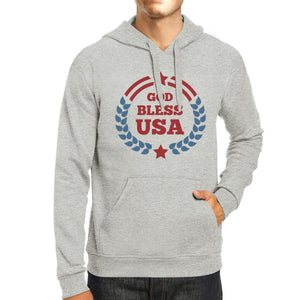 God Bless USA Unisex Graphic Hoodie Grey Round Neck Pullover Top - 365INLOVE