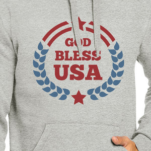 God Bless USA Unisex Graphic Hoodie Grey Round Neck Pullover Top - 365INLOVE