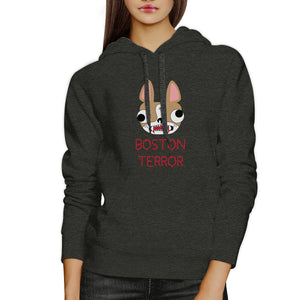 Boston Terror Terrier Dark Grey Hoodie