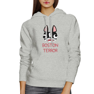 Boston Terror Terrier Grey Hoodie