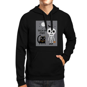 Trick-Or-Treat Skeleton Black Cat Black Hoodie