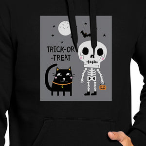 Trick-Or-Treat Skeleton Black Cat Black Hoodie