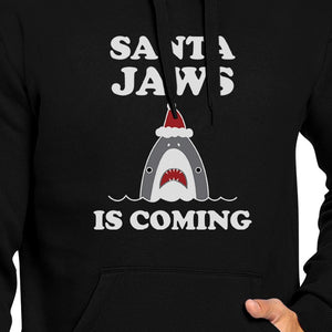 Santa Jaws Is Coming Black Hoodie