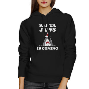 Santa Jaws Is Coming Black Hoodie