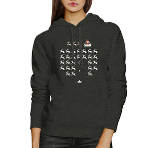 Pixel Game Santa And Rudolph Dark Grey Hoodie