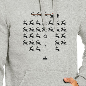 Pixel Game Santa And Rudolph Grey Hoodie