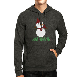 Some People Are Worth Melting For Snowman Dark Grey Hoodie