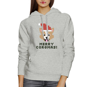 Merry Corgmas Corgi Grey Hoodie