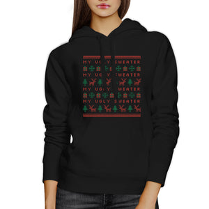 My Ugly Sweater Pattern Black Hoodie
