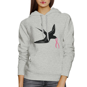 Pink Ribbon And Swallows Birds Hoodie