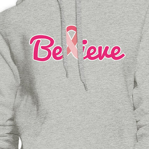 Believe Breast Cancer Awareness Grey Hoodie