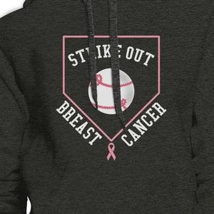 Strike Out Breast Cancer Baseball Dark Grey Hoodie