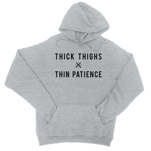 365 Printing Thick Thighs Thin Patience Womens Hoodie Funny Workout Quote Hoodie