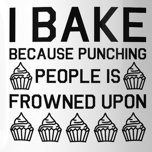 I Bake Because Punching People Cute Mug Funny Graphic Coffee Mug - 365INLOVE