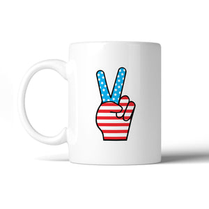 American Flag Peace Figure Sign Unique Design Mug For 4th Of July - 365INLOVE