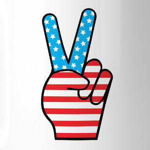 American Flag Peace Figure Sign Unique Design Mug For 4th Of July - 365INLOVE